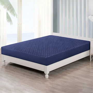 Quilted waterproof Mattress Cover - Navy Blue
